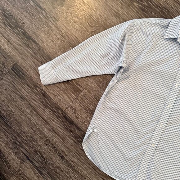 J. Crew Blue and White Stripe Relaxed Button Up - Picture 2 of 9